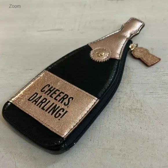🖤💛Kate Spade Cheers Darling! Champagne Bottle Coin Purse💛🖤 NWT - Picture 1 of 3